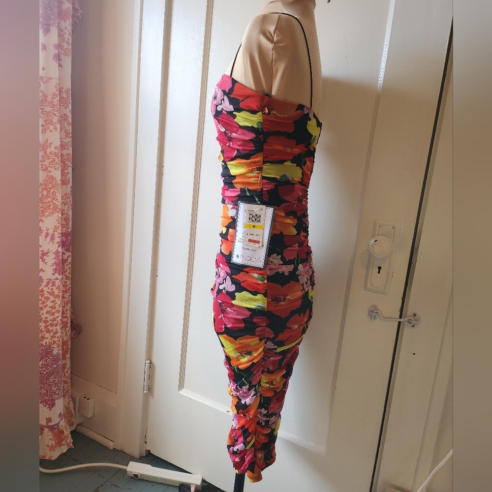 B. Darlin Floral Mesh Midi Dress NWT DAMAGED please read! - Picture 6 of 9